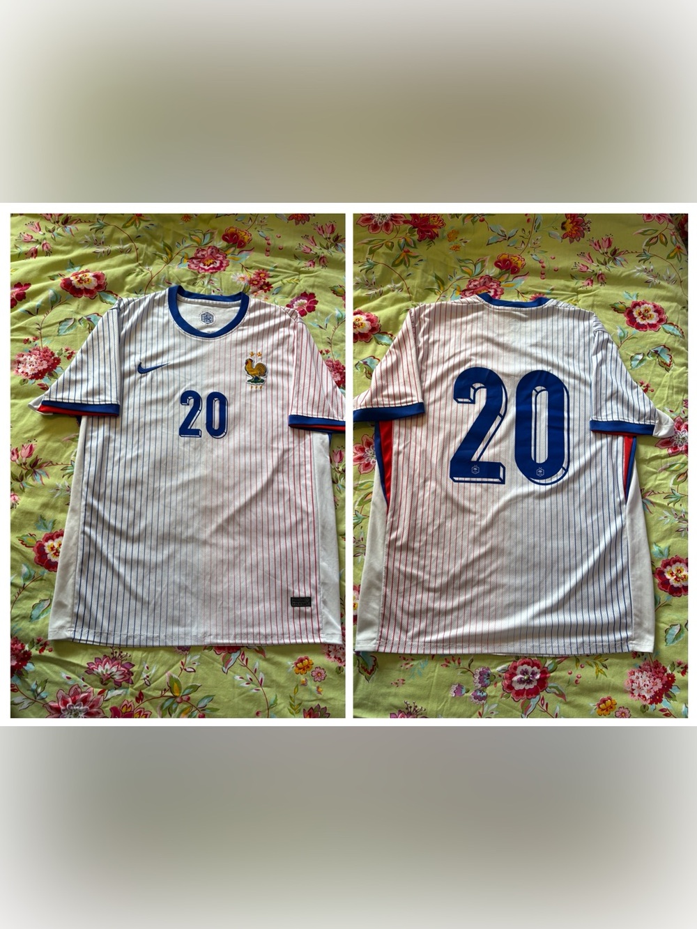 France National Football Team x Nike Dri-Fit white striped jersey XXL 29x23 NWOT